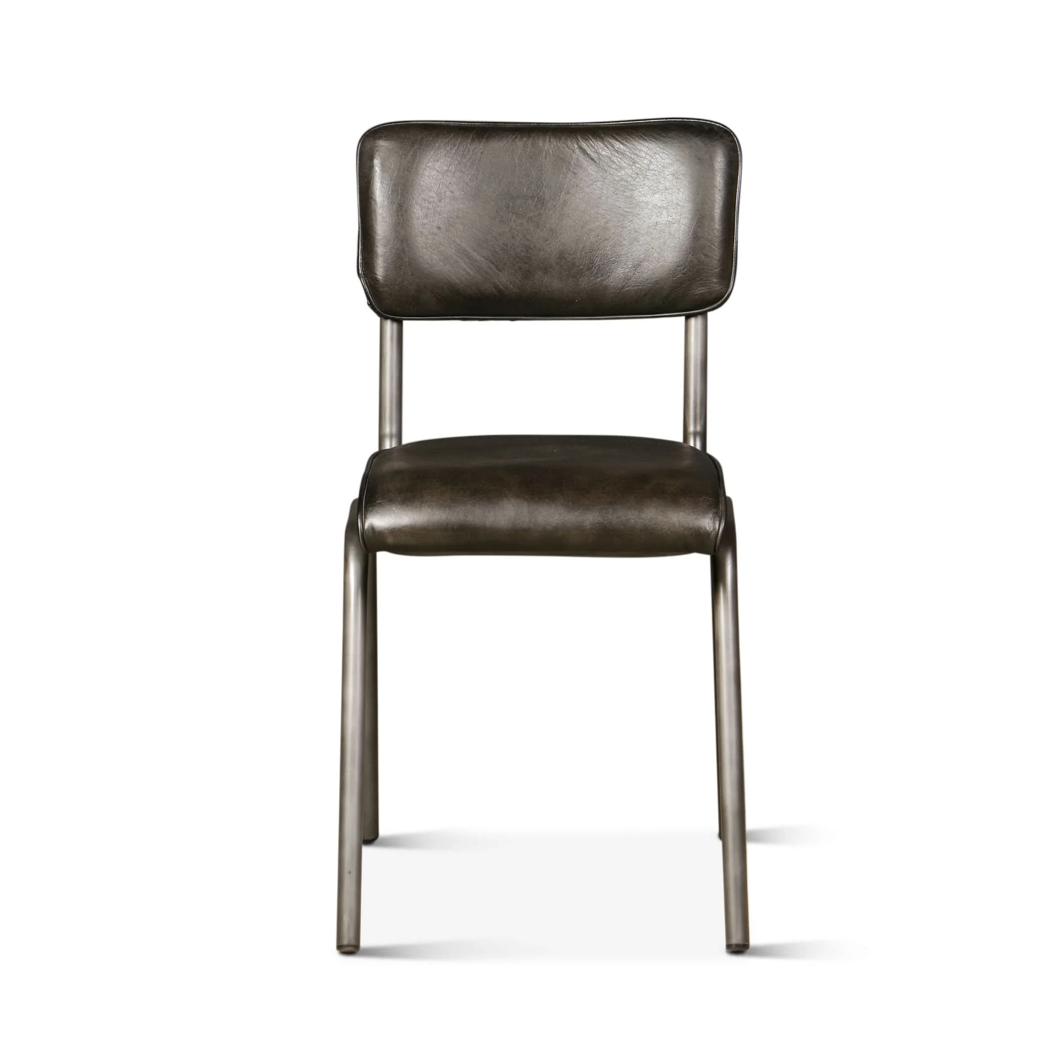 William Ebony Leather and Iron Dining Chair - Image 2