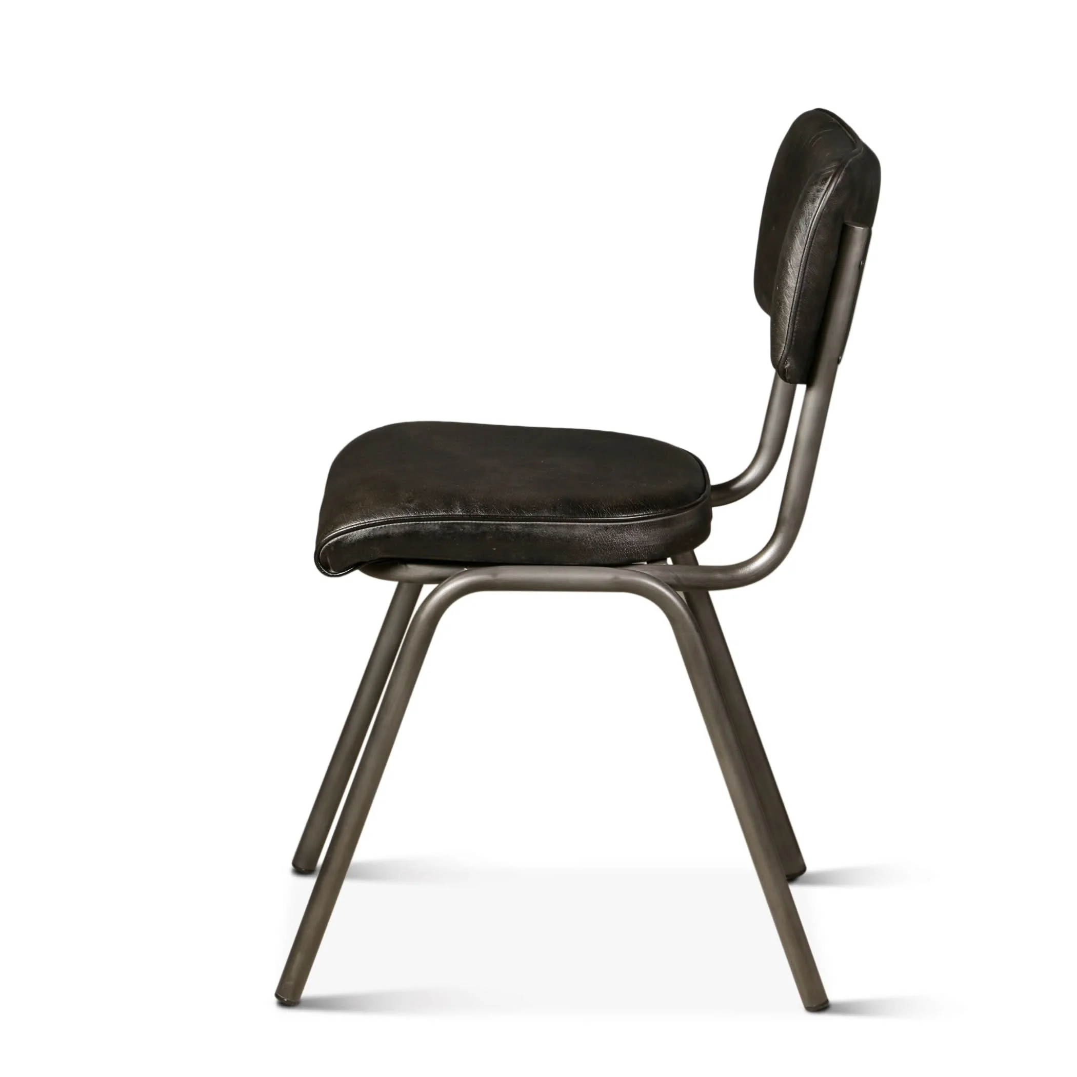 William Ebony Leather and Iron Dining Chair - Image 4