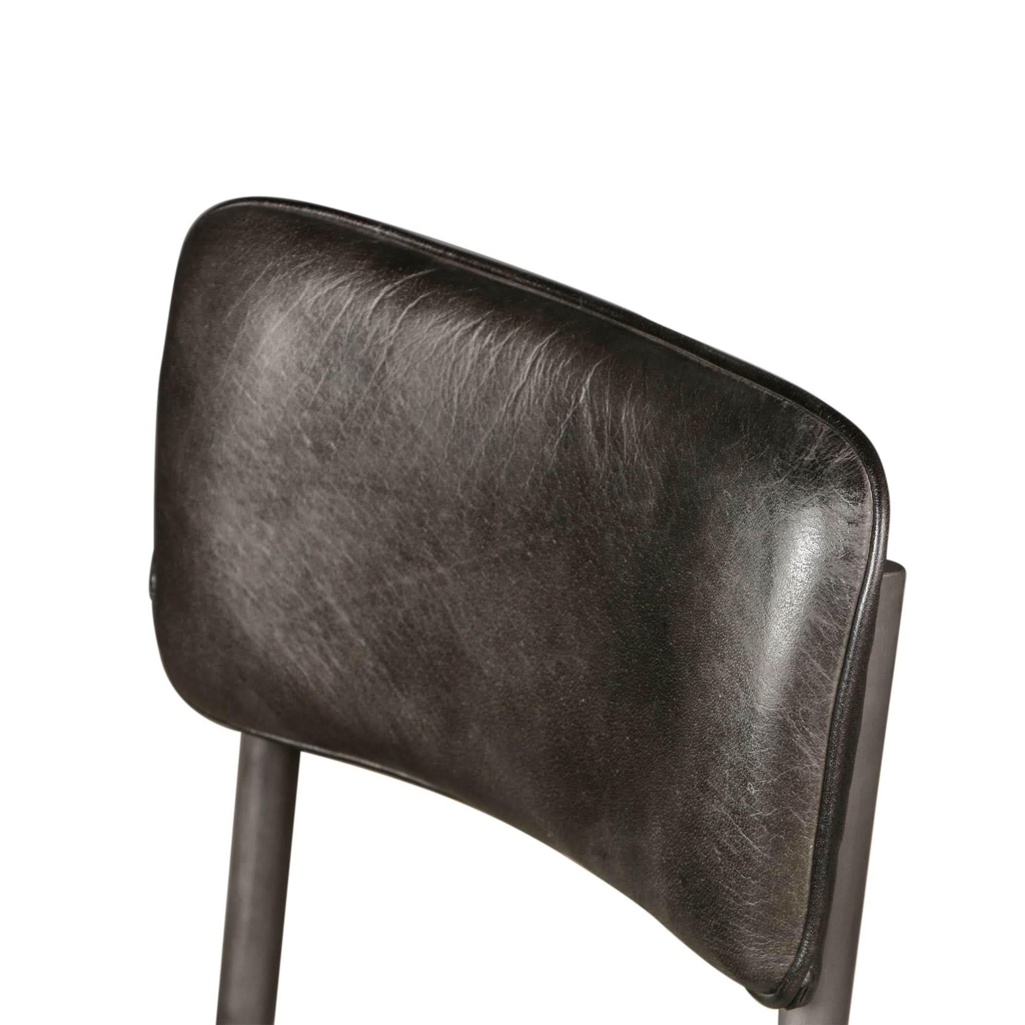 William Ebony Leather and Iron Dining Chair - Image 7