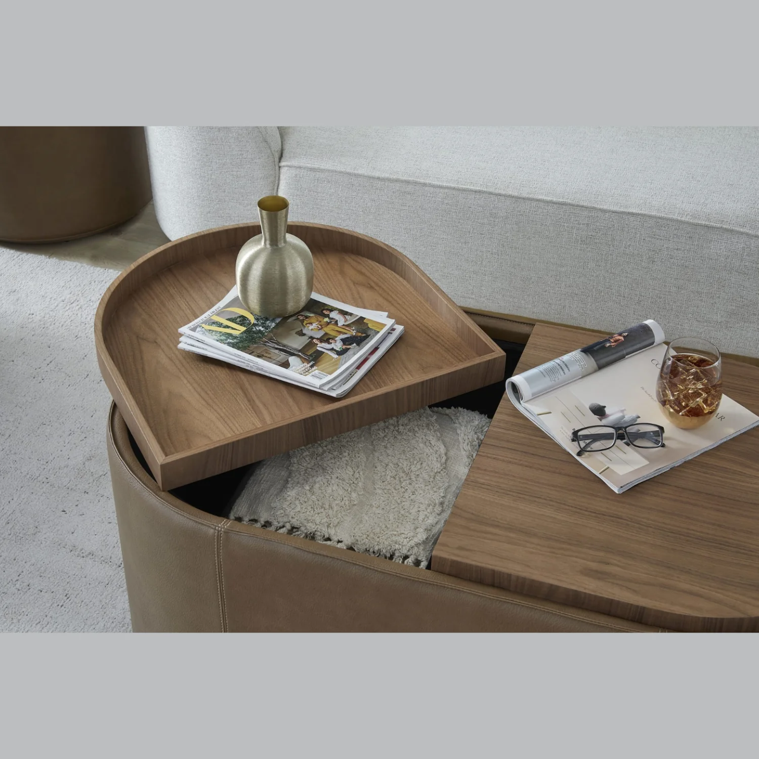Yeal Leather Upholstered Storage Coffee Table - Image 3